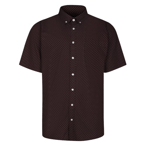 Bigdude Button Down Circle Short Sleeve Shirt Brown