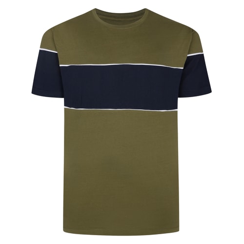 Bigdude Colour Block T-Shirt Khaki/Navy