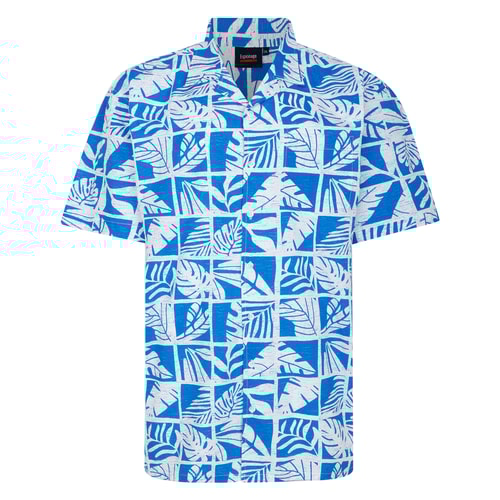 Espionage Leaf Print Shirt Royal Blue 