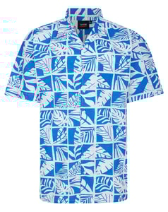 Espionage Leaf Print Shirt Royal Blue 