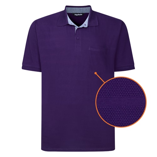 Bigdude Striped Textured Polo Shirt Plum