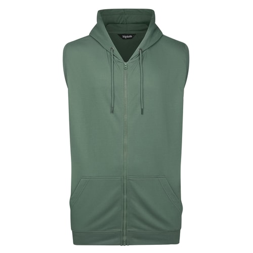 Bigdude Loop Back Sleeveless Hoody Sage Green Tall