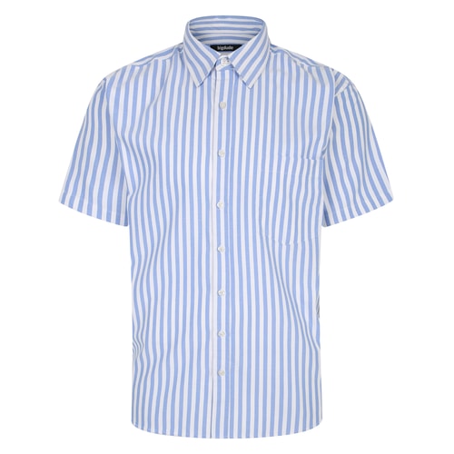 Bigdude Short Sleeve Striped Summer Shirt Blue Tall