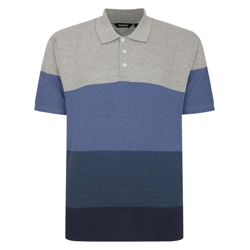 Bigdude Striped Single Jersey Polo Navy