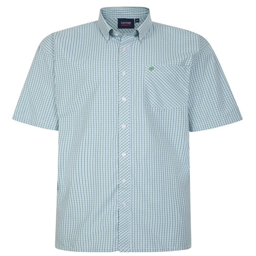Espionage Short Sleeve Check Shirt Green/Blue