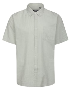 Bigdude Striped Seersucker Short Sleeve Shirt Green Tall