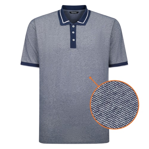 Bigdude Two Tone Tipped Polo Midnight Blue Tall