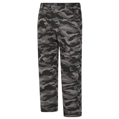 Bigdude Elasticated Waist Camo Cargo Trousers Charcoal