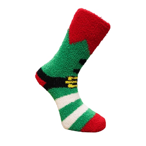 Christmas Cosy Socks Elf With Grips Green