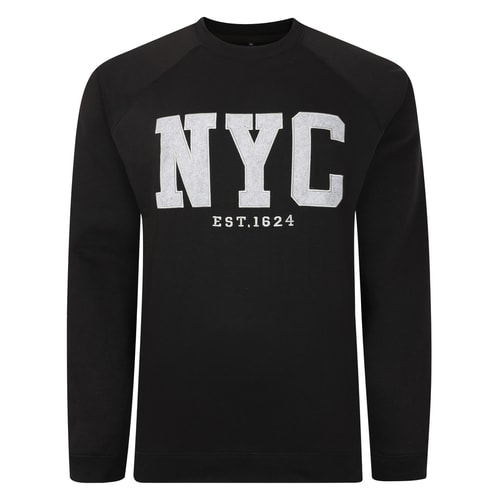 Bigdude Applique Crew Neck Jumper Black