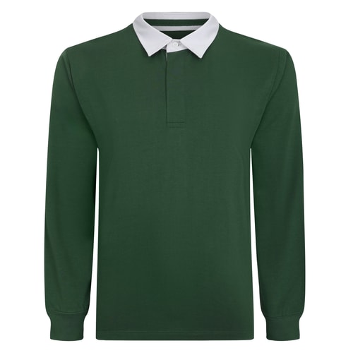 Bigdude Rugby Style Long Sleeve Polo Shirt Dark Green