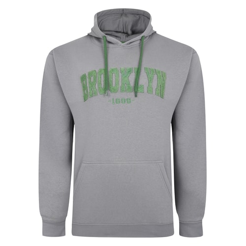 Bigdude Brooklyn Appliqué Hoodie Tall Grey