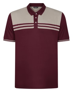 Bigdude Colour Block Striped Polo Burgundy Tall