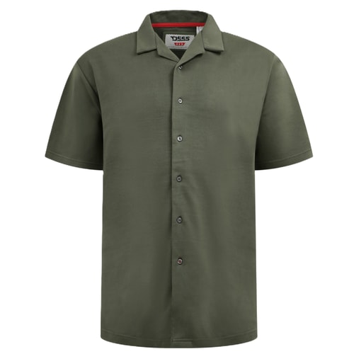 D555 Connor 1 Cuban Collar Resort Short Sleeve Stretch Shirt Khaki