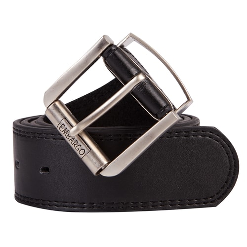 Baum Black Embossed Buckle Jeans Belt