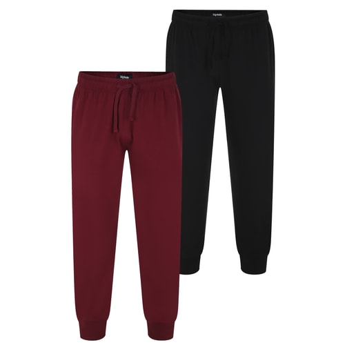 Bigdude Cuffed Pyjama Bottoms Twin Pack Burgundy/Black