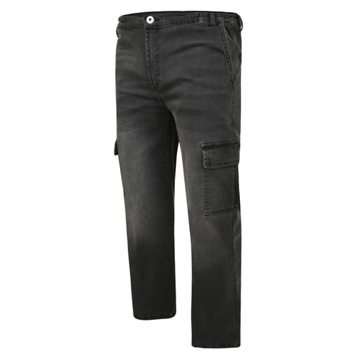 Bigdude Elasticated Waist Cargo Jeans Smoke Grey