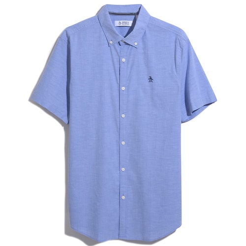 Original Penguin S/S Oxford Stretch Shirt Amparo Blue