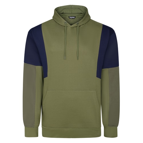 Bigdude Boxy Colour Block Hoodie Khaki