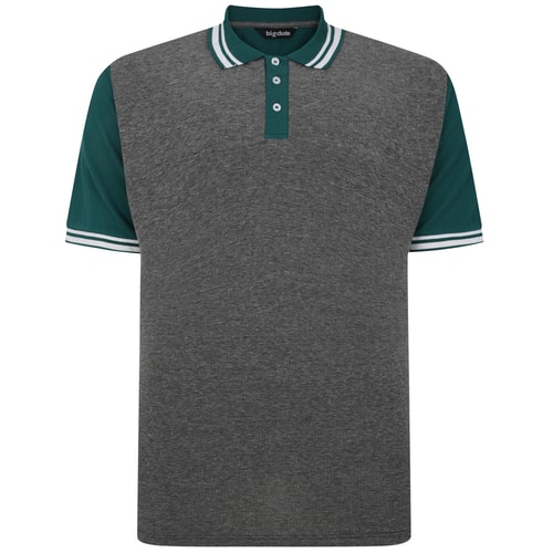 Bigdude Dobby Two Tone Polo Shirt Green/Charcoal