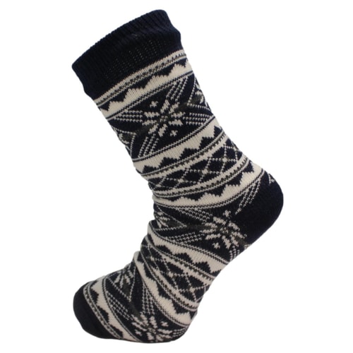 Fairisle Lounge Socks With Grippers Navy