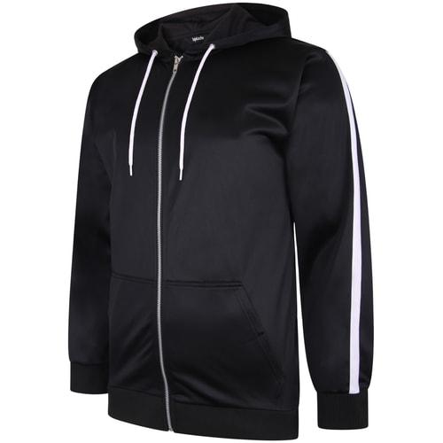 Bigdude Tricot Zip Up Hoody With Stripe Black