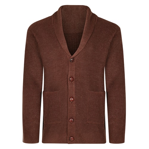 Bigdude Shawl Neck Cardigan Chestnut Marl
