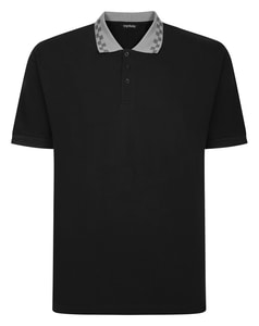 Bigdude Check Tipped Polo Black/Grey Tall