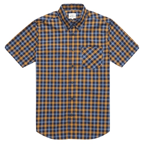 Ben Sherman Gingham Check Short Sleeve Shirt Gold