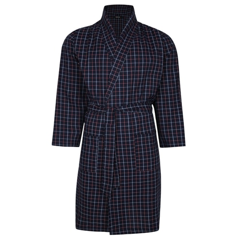 Bigdude Woven Check Dressing Gown Navy