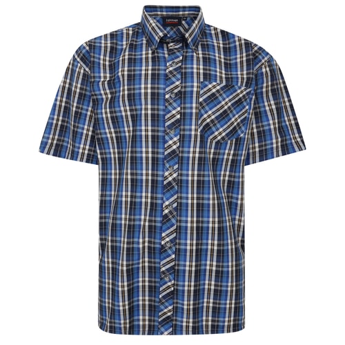 Espionage Short Sleeve Check Shirt Navy
