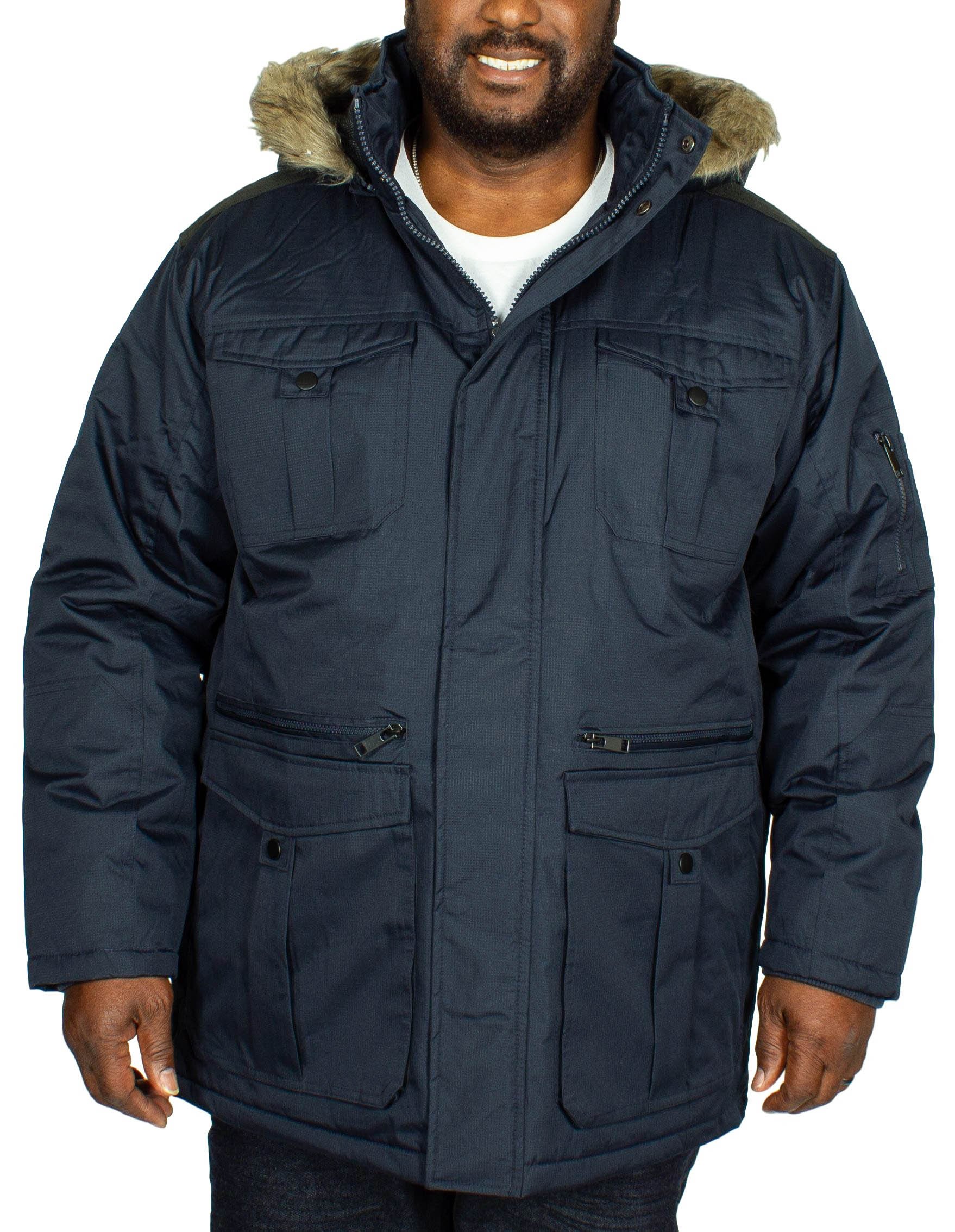 Bigdude Full Zip Parka Coat Navy | BigDude