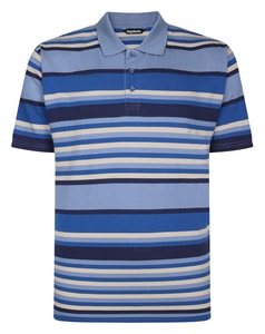 Bigdude Multi Striped Single Jersey Polo Dusty Blue