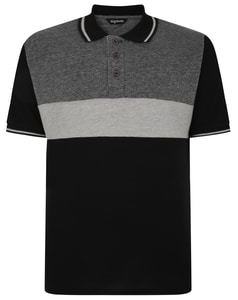 Bigdude Dobby Colour Block Polo Shirt Black