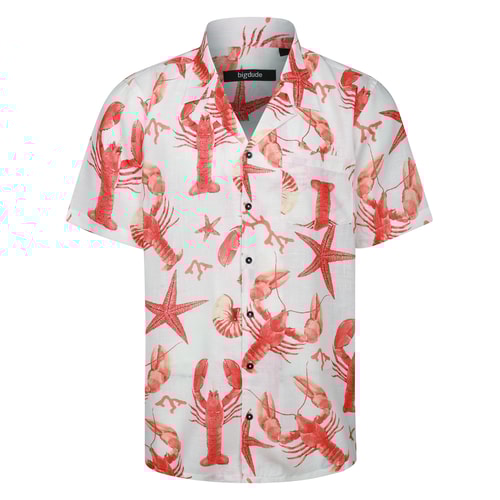 Bigdude Lobster Relaxed Collar Short Sleeve Shirt Poppy Red