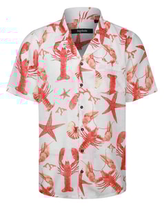 Bigdude Lobster Relaxed Collar Short Sleeve Shirt Poppy Red