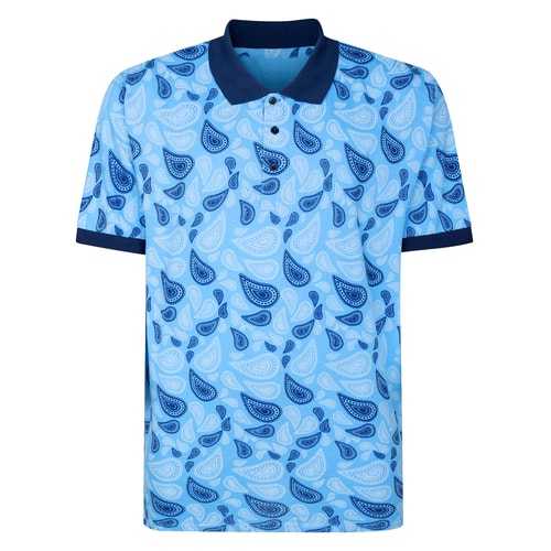 Bigdude Paisley Printed Polo Light Blue