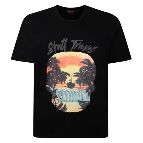 Espionage Skull Travel Print T-Shirt Black