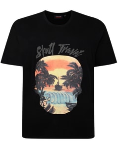 Espionage Skull Travel Print T-Shirt Black