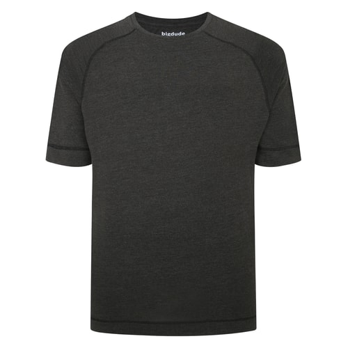 Bigdude Contrast Flatlock T-Shirt Charcoal
