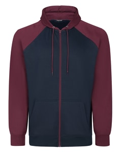 Bigdude Zip Thru Raglan Sleeve Hoody Burgundy/Navy