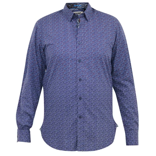 D555 Valence Micro All Over Print Long Sleeve Shirt Navy