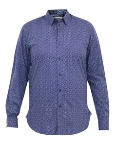 D555 Valence Micro All Over Print Long Sleeve Shirt Navy