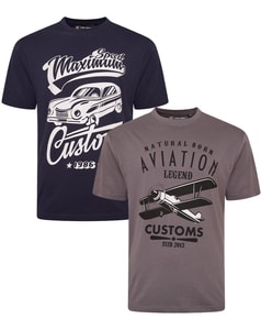KAM Twin Pack Aviation/Customs T-Shirt Navy/Slate