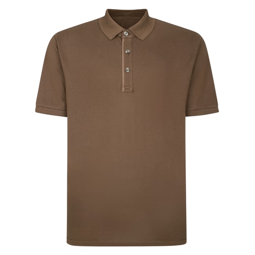 Bigdude Placket Embroidery Polo Dark Brown