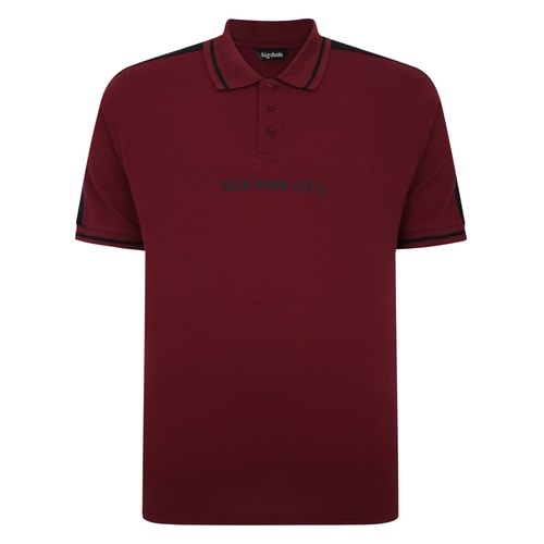 Bigdude NYC Print Polo Shirt Burgundy Tall