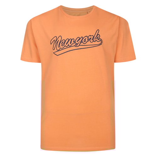Bigdude New York Embroidery Crew Neck T-Shirt Apricot