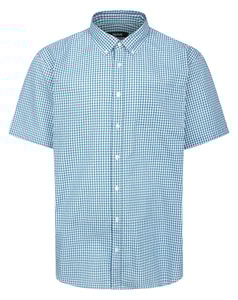 Bigdude Button Down Gingham Short Sleeve Shirt Teal