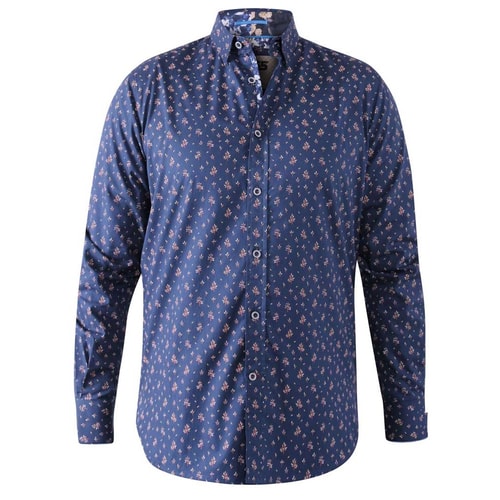 D555 Edmund Long Sleeve Floral Print Shirt Navy