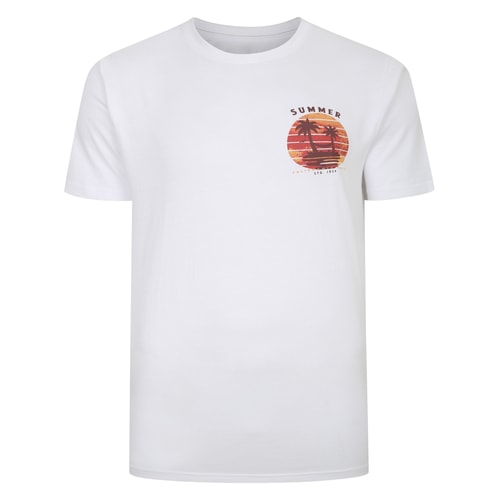 Bigdude Summer Palm Tree Print T-Shirt White